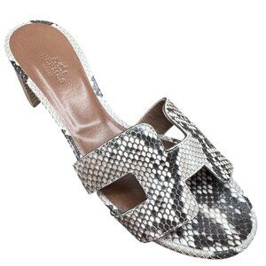 New Hermes Oasis high heel python skin sandal with iconic "H" cutout EU 36 shoes